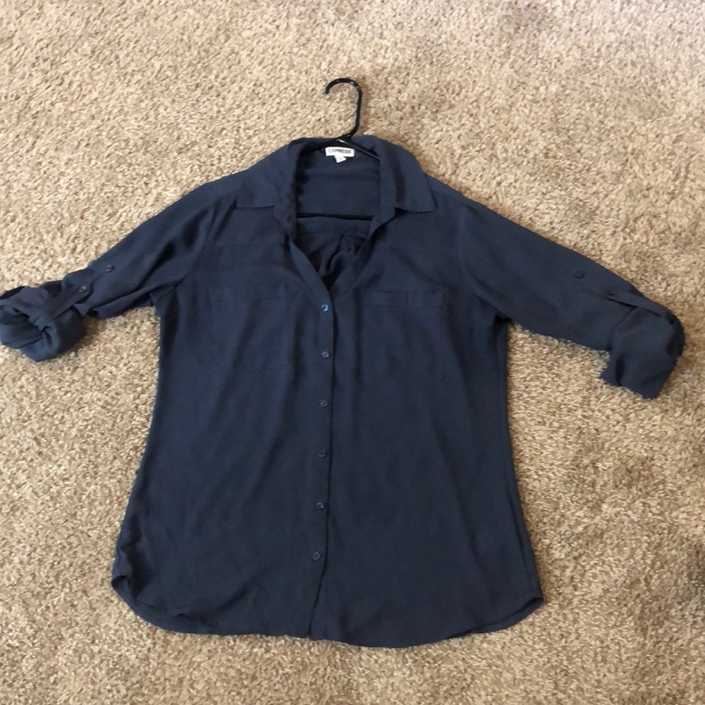 Steel blue button up dress shirt